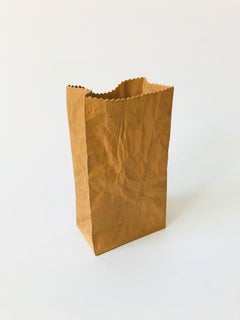 Vintage 1980s Paper Bag Ceramic Pop Art Vase