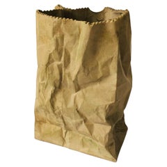 Vintage 1980s Paper Bag Ceramic Pop Art Vase