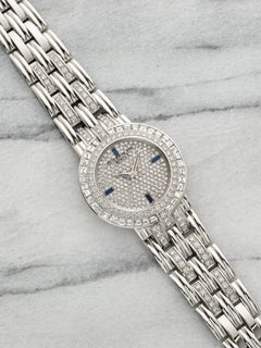 Vintage 1980s Patek Philippe 3982/1G 18K WG Diamond Sapphire Dial Quartz 32mm