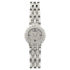 Vintage 1980s Patek Philippe 3982/1G 18K WG Diamond Sapphire Dial Quartz 32mm