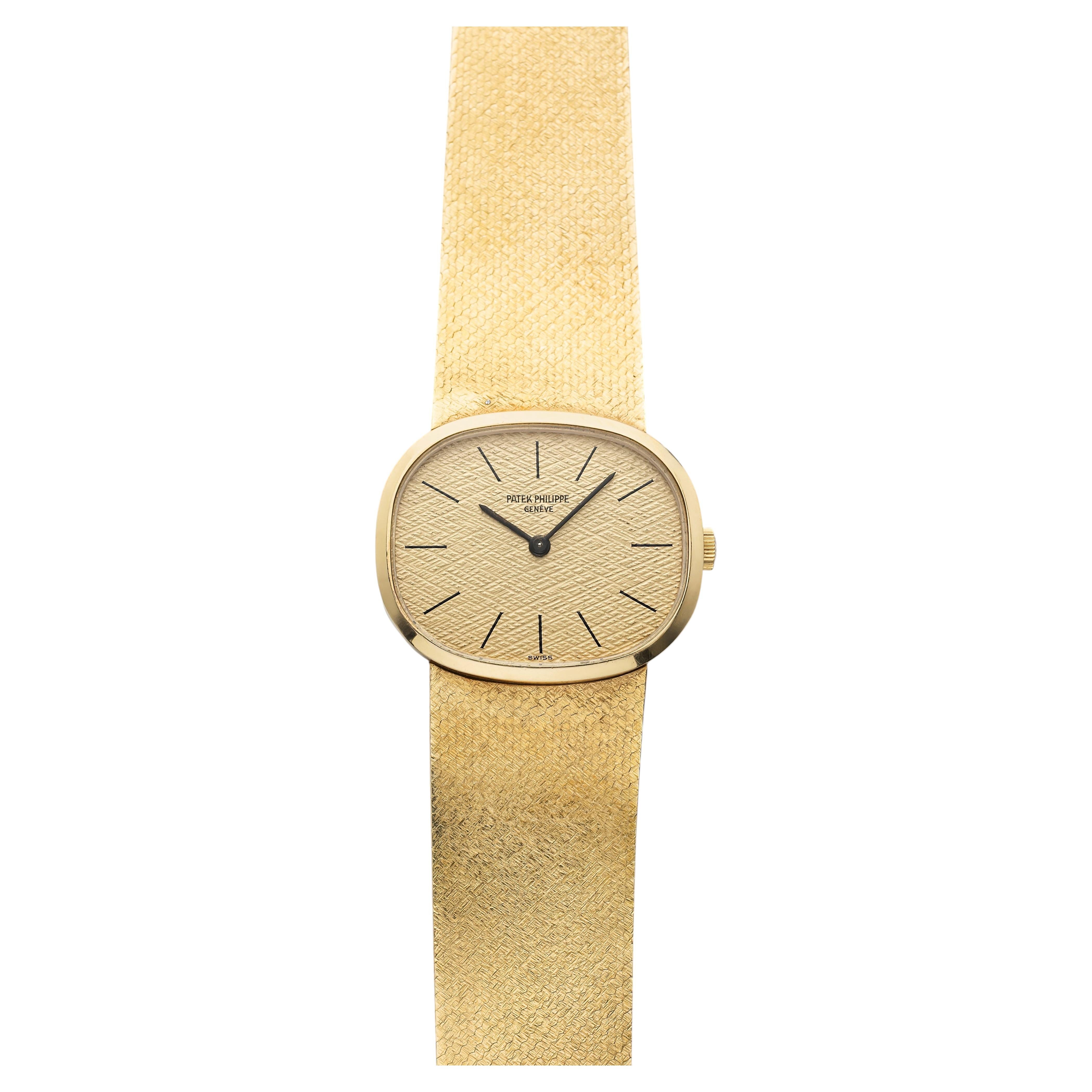Vintage 1980s Patek Philippe Ellipse 3545 18k YG Champagne Dial Manual 32mm