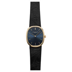 Vintage 1980s Patek Philippe Ellipse 3848J 18K YG Blue Sunburst Dial Manual 27mm