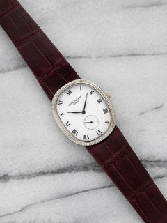 Vintage 1980s Patek Philippe Ellipse 3989 18K WG Manual White Roman 29mm