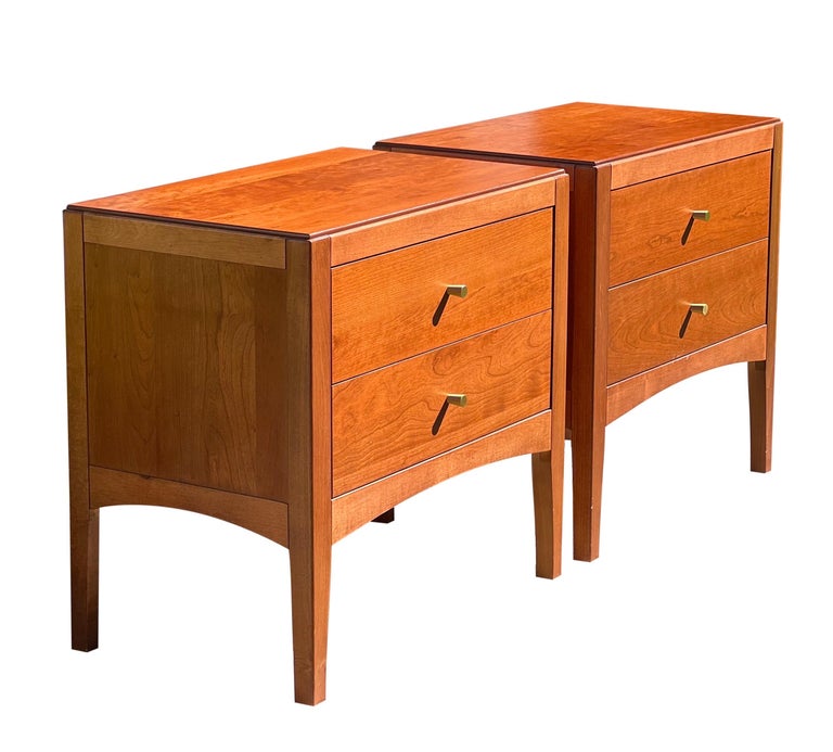 Vintage 1980's Paul McCobb Style Cherry Nightstands For Sale at 1stDibs