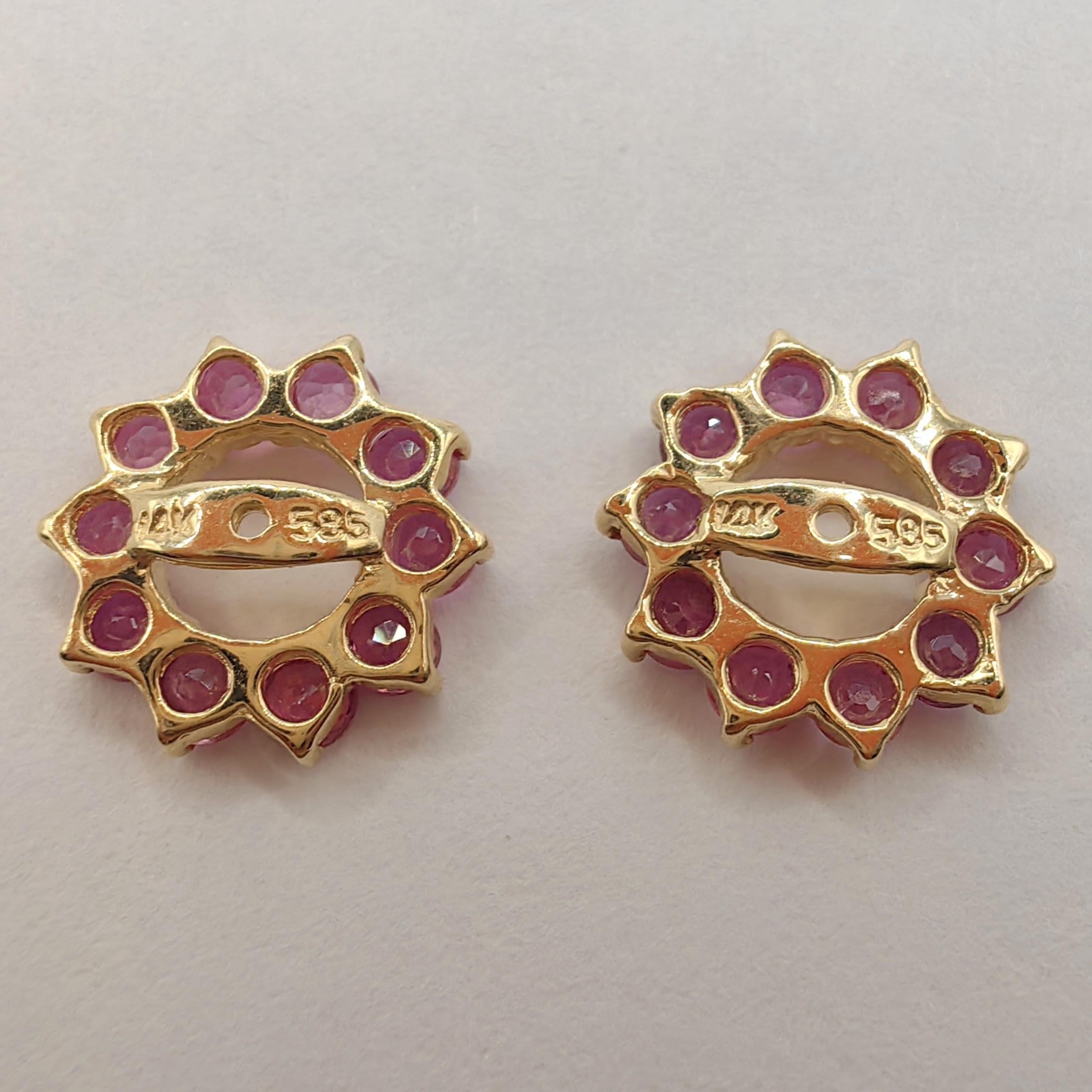 Vintage 1980's Pearl Stud & 0.80 Carat Ruby Jacket Earrings in 14k Yellow Gold For Sale 1