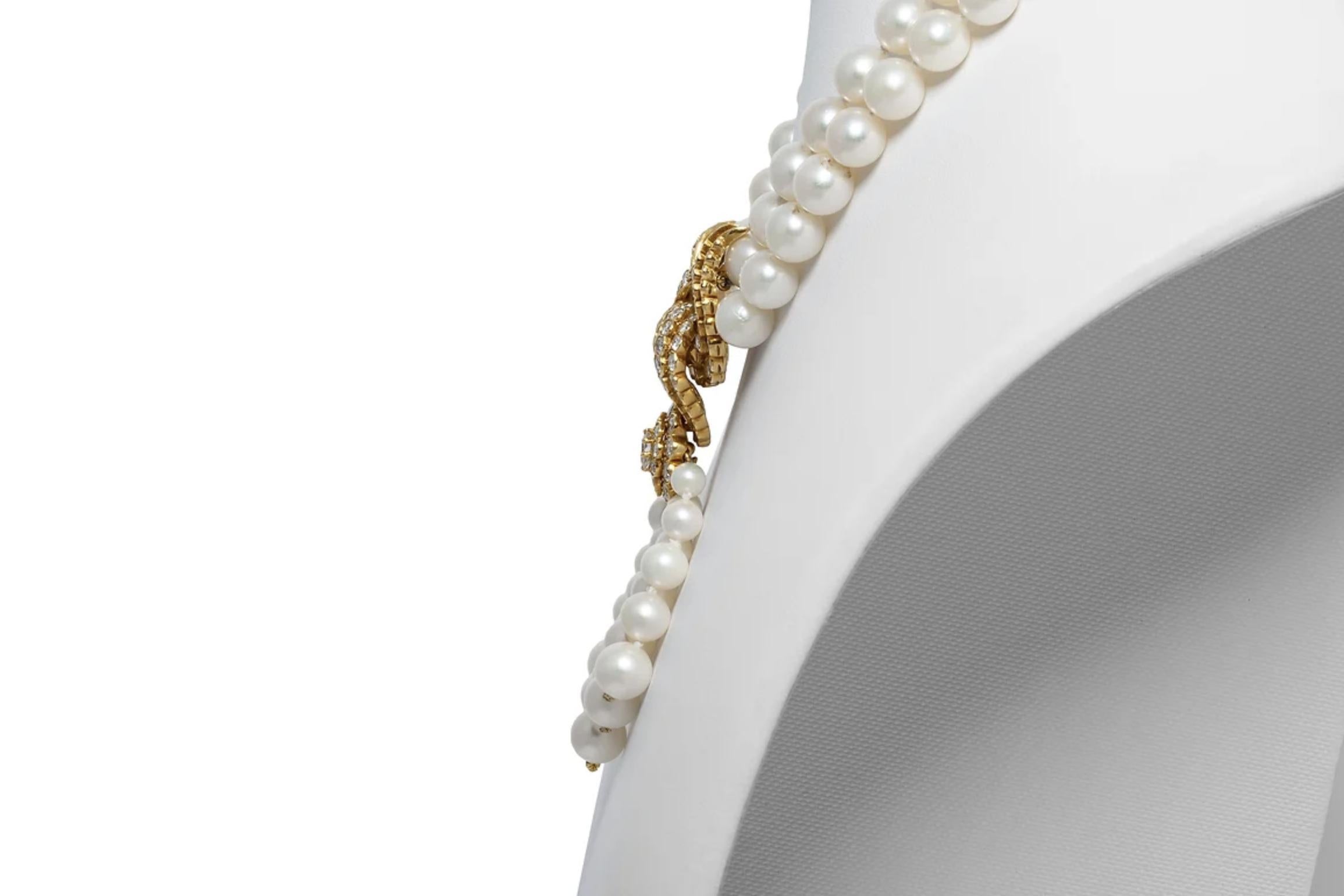 Collana con nappe di perle e diamanti vintage degli anni '80 In condizioni buone in vendita a New York, NY