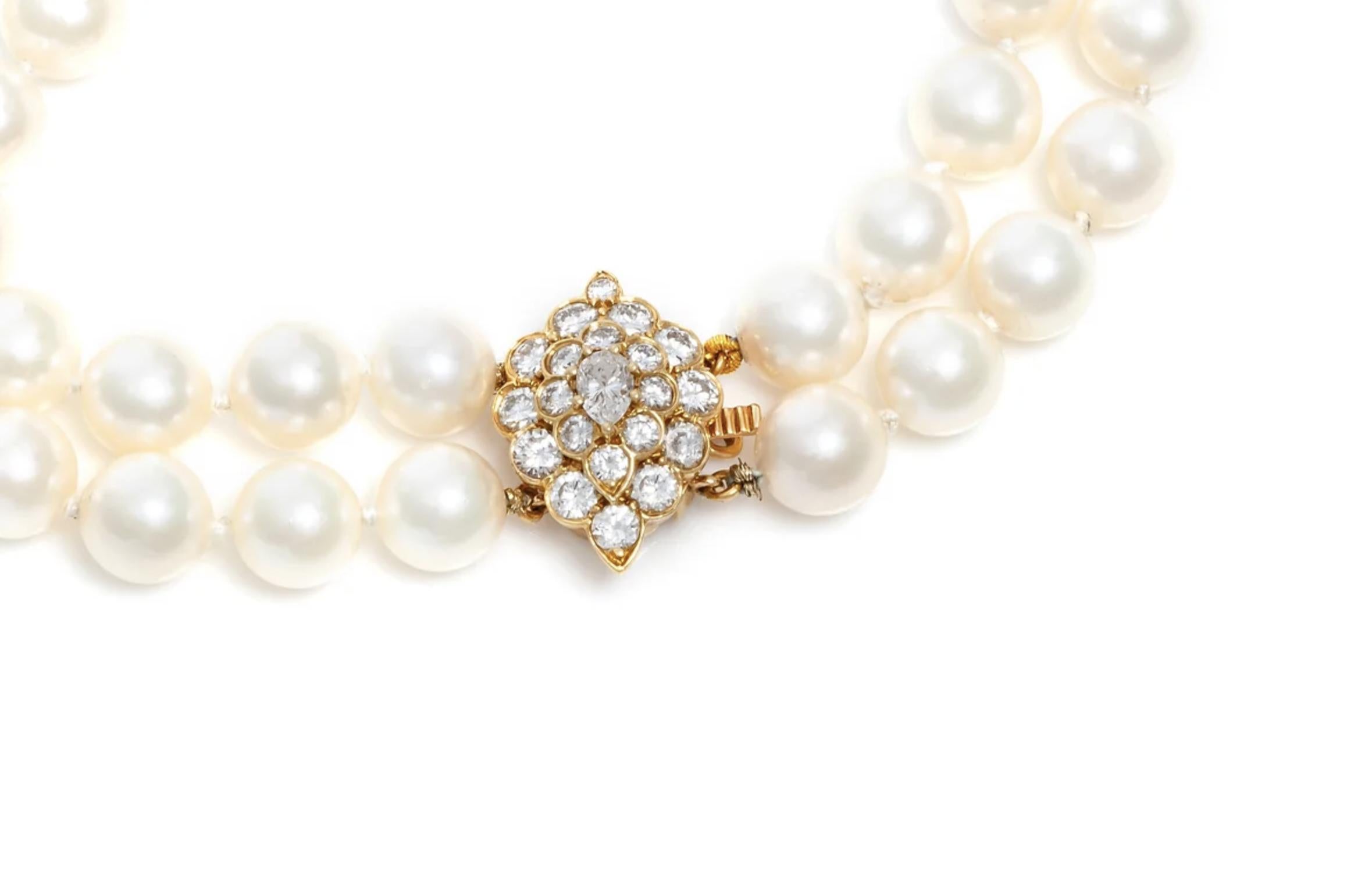 Collana con nappe di perle e diamanti vintage degli anni '80 in vendita 1