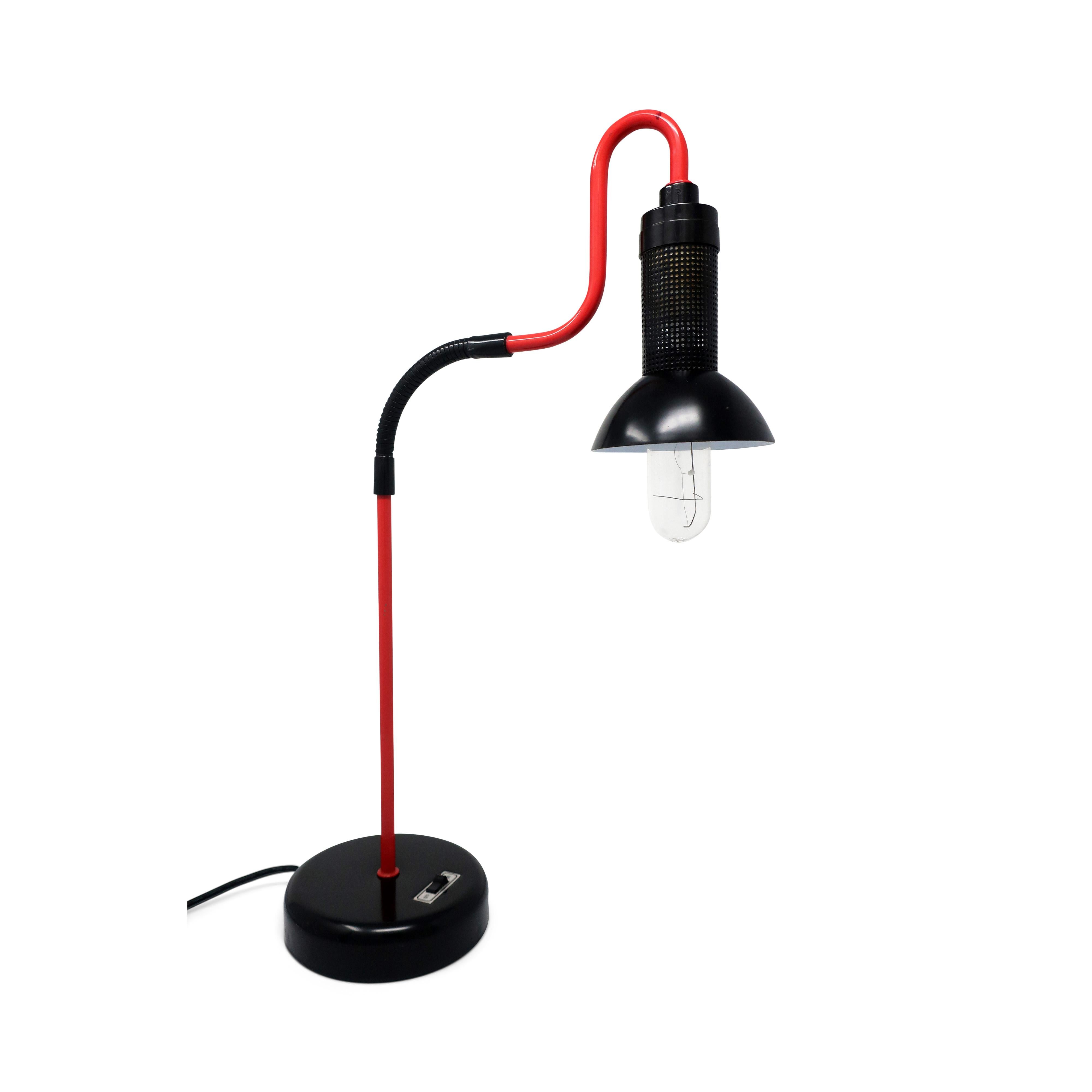 Post-Modern Vintage 1980s Perforated Metal Postmodern Desk Lamp For Sale