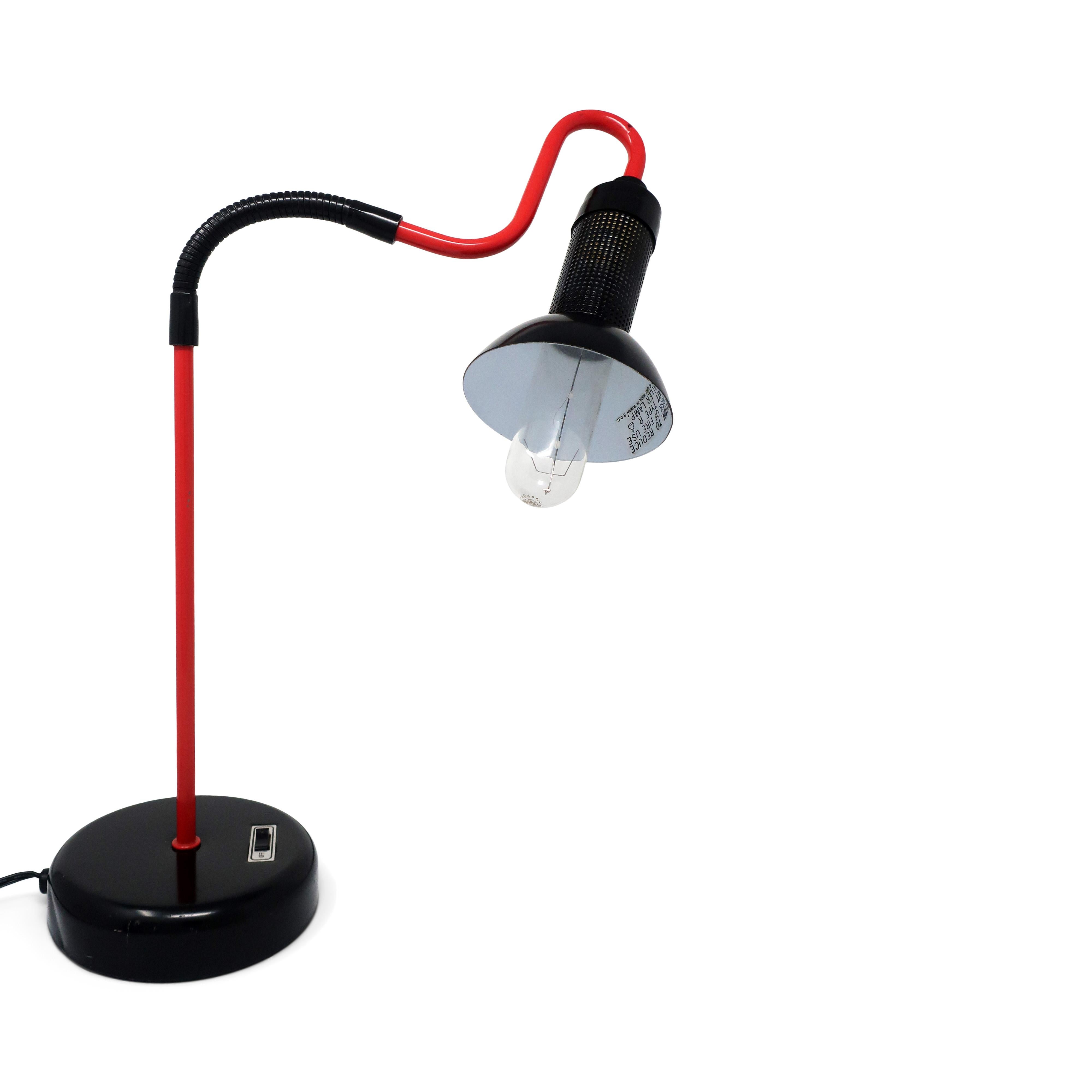 20th Century Vintage 1980s Perforated Metal Postmodern Desk Lamp For Sale