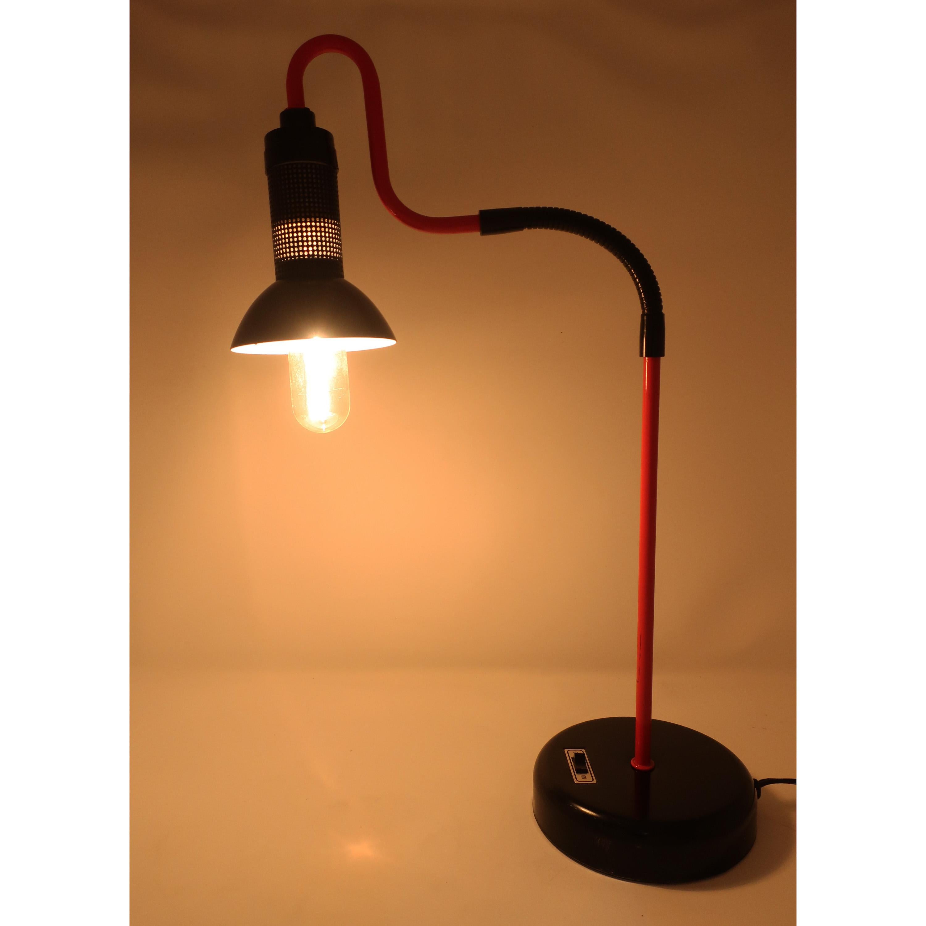 Vintage 1980s Perforated Metal Postmodern Desk Lamp For Sale 2