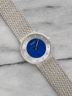 Vintage 1980s Piaget 18K WG 9065 D4 Lapis Lazuli MoP Diamond Dial Quartz 31mm