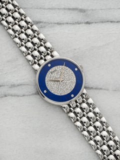 Vintage-Uhr aus den 1980er Jahren: Piaget 8065 K61, 18 Karat Weißgold, Lapislazuli-Zifferblatt mit Diamanten, Quarzwerk, 32 mm
