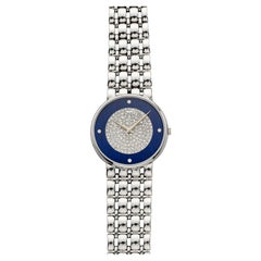 Vintage-Uhr aus den 1980er Jahren: Piaget 8065 K61, 18 Karat Weißgold, Lapislazuli-Zifferblatt mit Diamanten, Quarzwerk, 32 mm
