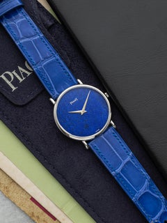 Vintage 1980s Piaget 9025 Dress 18K White Gold Lapis Lazuli Dial Manual 30mm