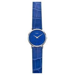 Vintage 1980s Piaget 9025 Dress 18K White Gold Lapis Lazuli Dial Manual 30mm