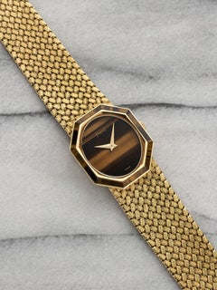 Vintage 1980s Piaget 9341 18K YG Tiger Eye Manual 25 mm