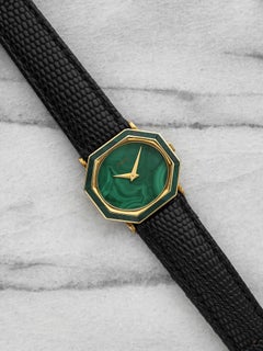 Vintage 1980s Piaget 93431 Dress Watch 18K YG Manual Malachite Dial 26 mm