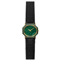 Vintage 1980s Piaget 93431 Dress Watch 18K YG Manual Malachite Dial 26 mm