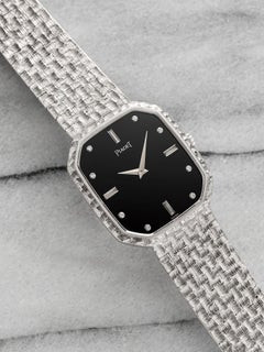 Vintage 1980s Piaget Altiplano 9791 AB2 18K WG Onyx Diamond Dial Manual 29 mm