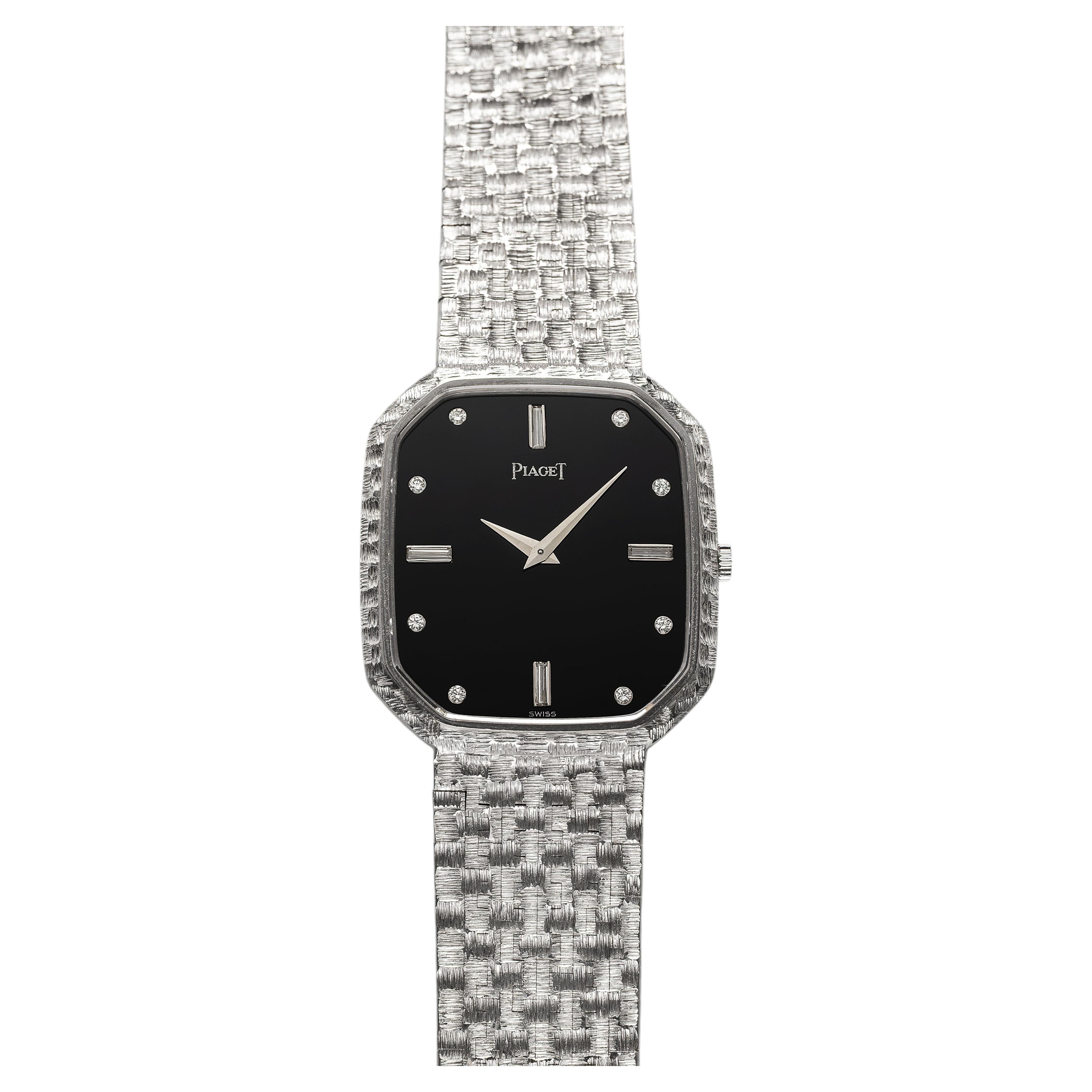 Vintage anni '80 Piaget Altiplano 9791 AB2 18K WG Onice Diamante Quadrante Manuale 29 mm