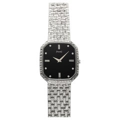 Vintage 1980s Piaget Altiplano 9791 AB2 18K WG Onyx Diamond Dial Manual 29 mm