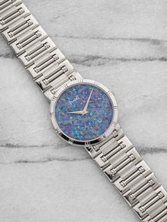 Montre vintage Piaget Dancer des années 1980, référence 84023, en or blanc 18 carats, cadran opale, mouvement à quartz, 31 mm