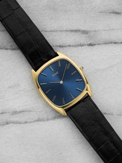 Vintage 1980s Piaget Emperador 18K YG 9591 Manual Blue 29 mm