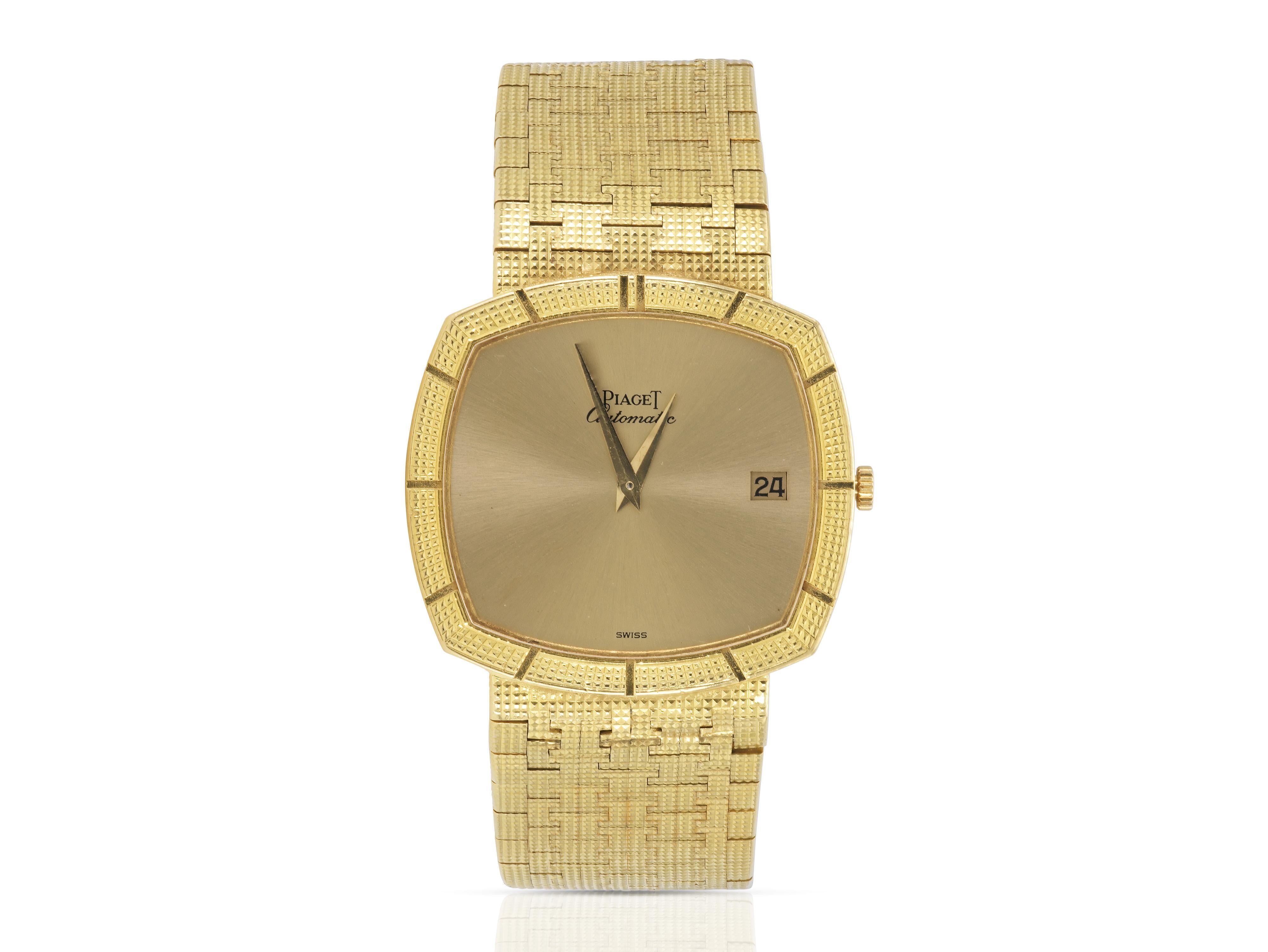 Finely crafted in 18k yellow gold.
Signed by Piaget
32mm face
Model #13427 A4
Automatic movement
Circa 1980s