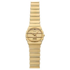 Vintage 1980s Piaget Polo 15562 C701 18K Yellow Gold Champagne Dial Quartz 31mm