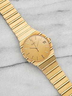 Piaget Polo vintage des années 1980, référence 15661 C701, or jaune 18 carats, cadran champagne, mouvement à quartz, 34 mm