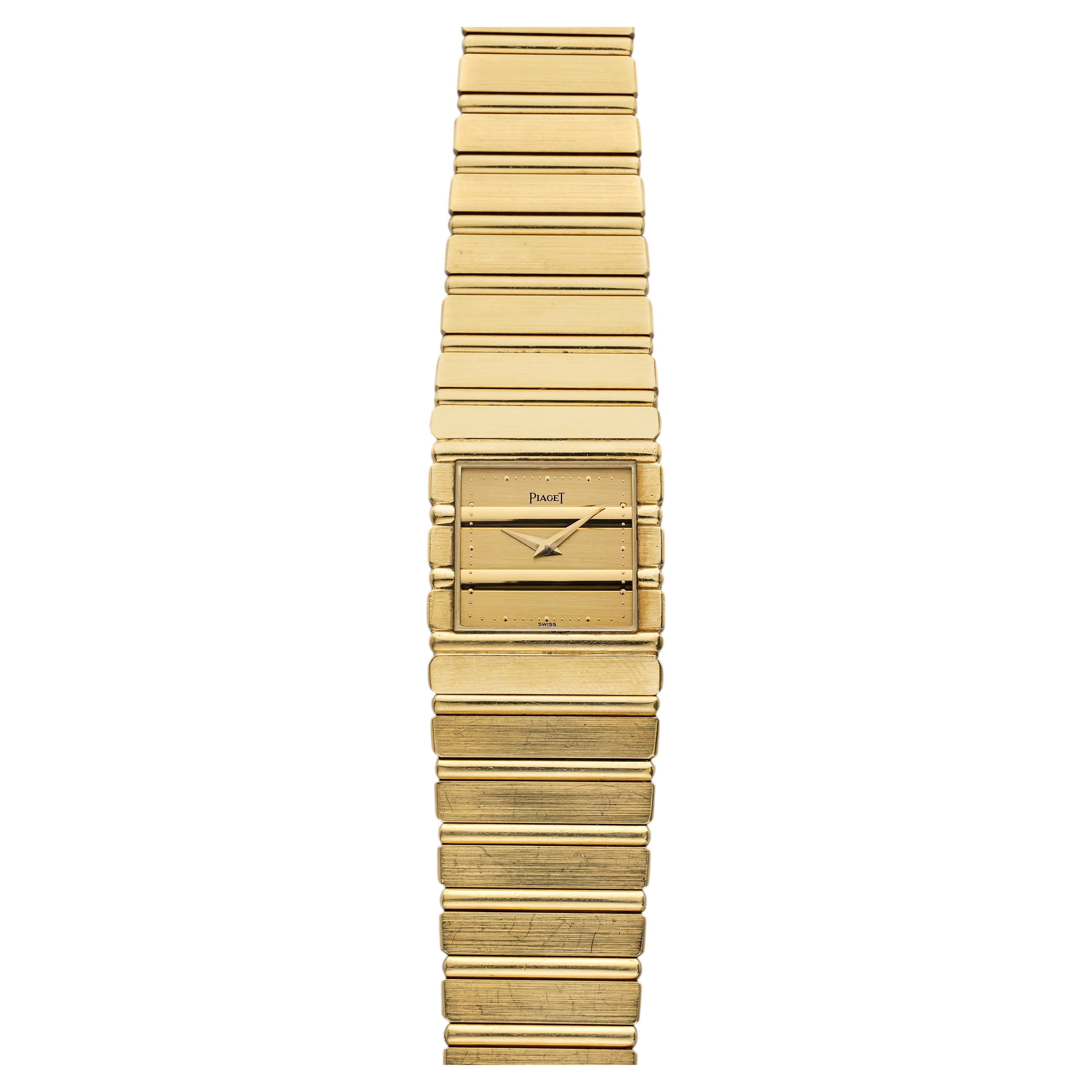 Vintage 1980s Piaget Polo 7131 C 701 18K Yellow Gold Gadroon Dial Quartz 25 mm