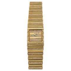 Vintage 1980s Piaget Polo 71311 C725 18K YG Pave Diamond Dial Quartz 25 mm