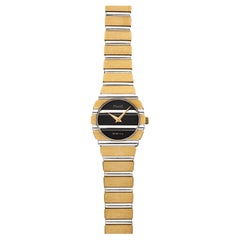 Vintage 1980s Piaget Polo Zebra 18K Two Tone 861C701 Quartz Black Dial 23mm