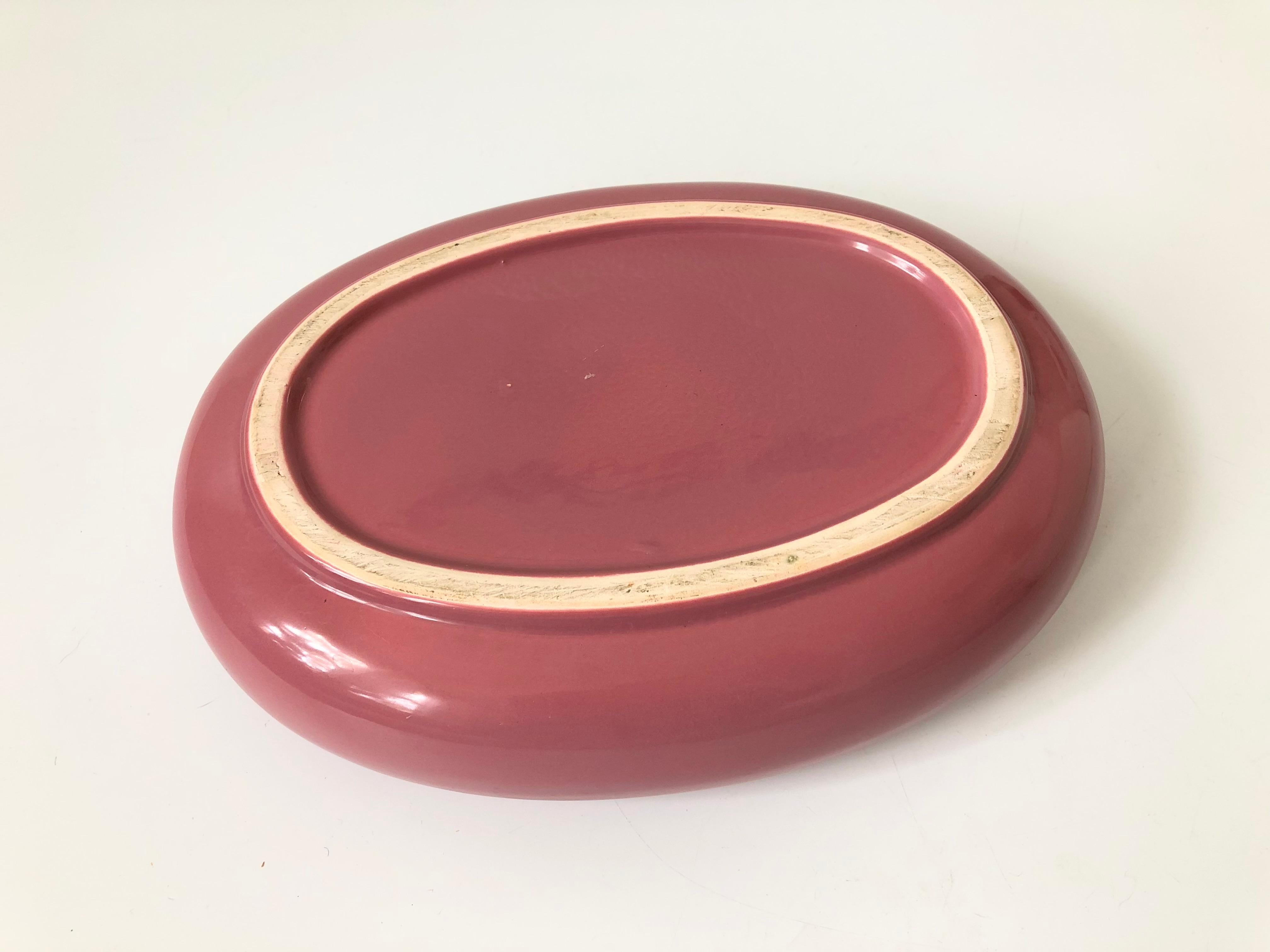 20th Century Vintage 1980s Pink Ceramic Oval Tray