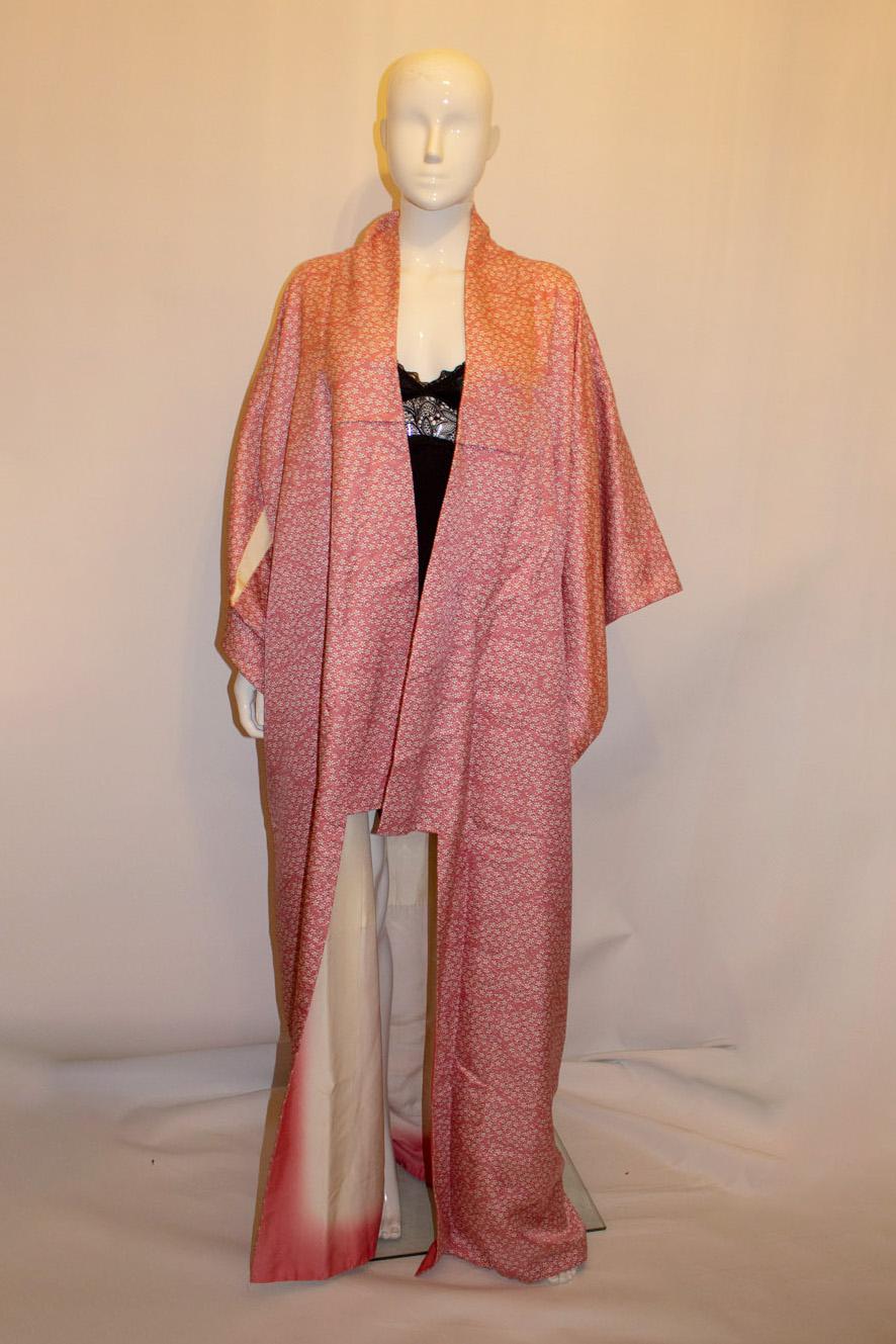 Vintage 1980s Pink Silk Kimono 1