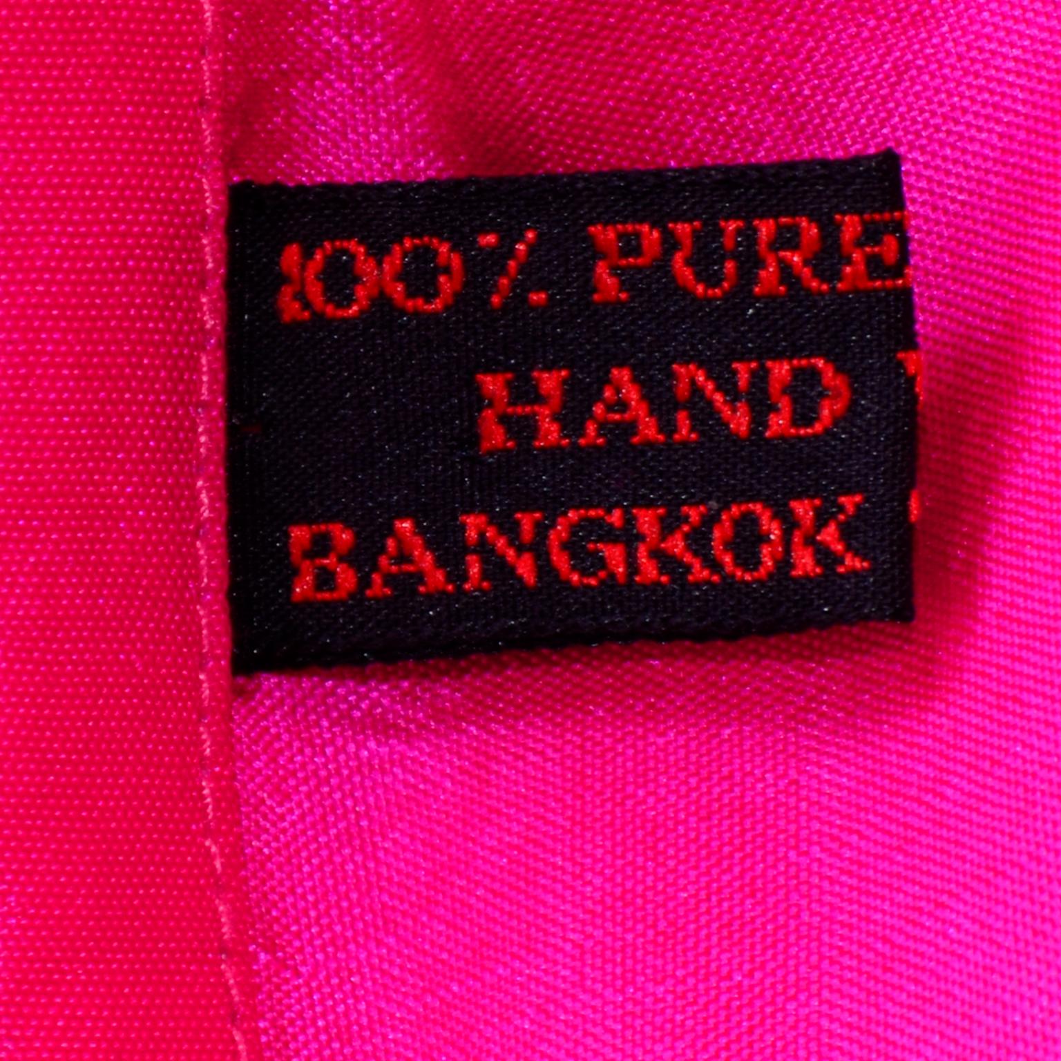 Vintage 1980s Pink Thai Silk  Pleated 2Pc Dress Statement Sleeve Blouse & Skirt 9