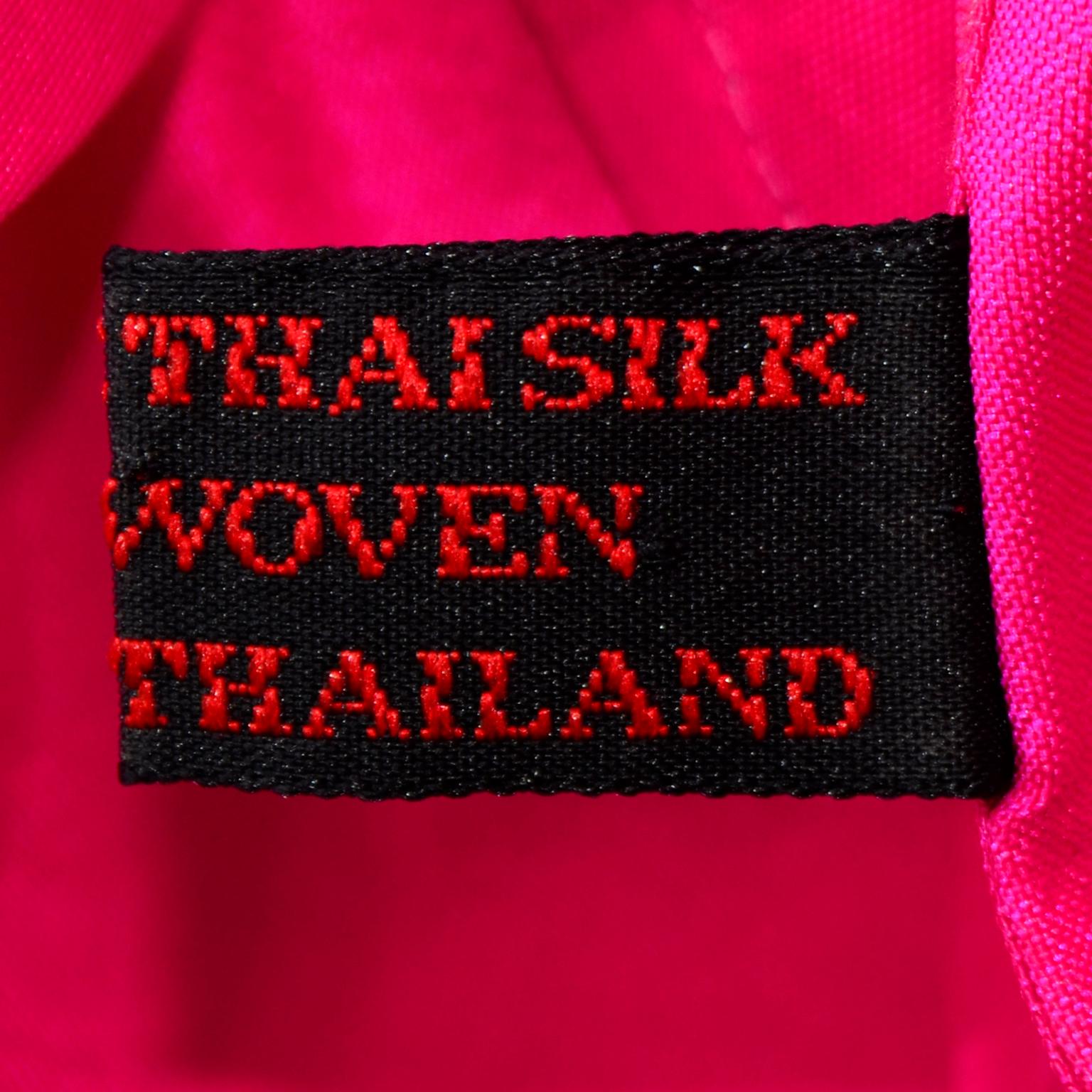 Vintage 1980s Pink Thai Silk  Pleated 2Pc Dress Statement Sleeve Blouse & Skirt 10
