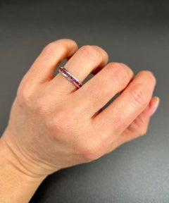 Vintage 1980s Platinum Ruby Full Eternity Ring, Anniversary Ring