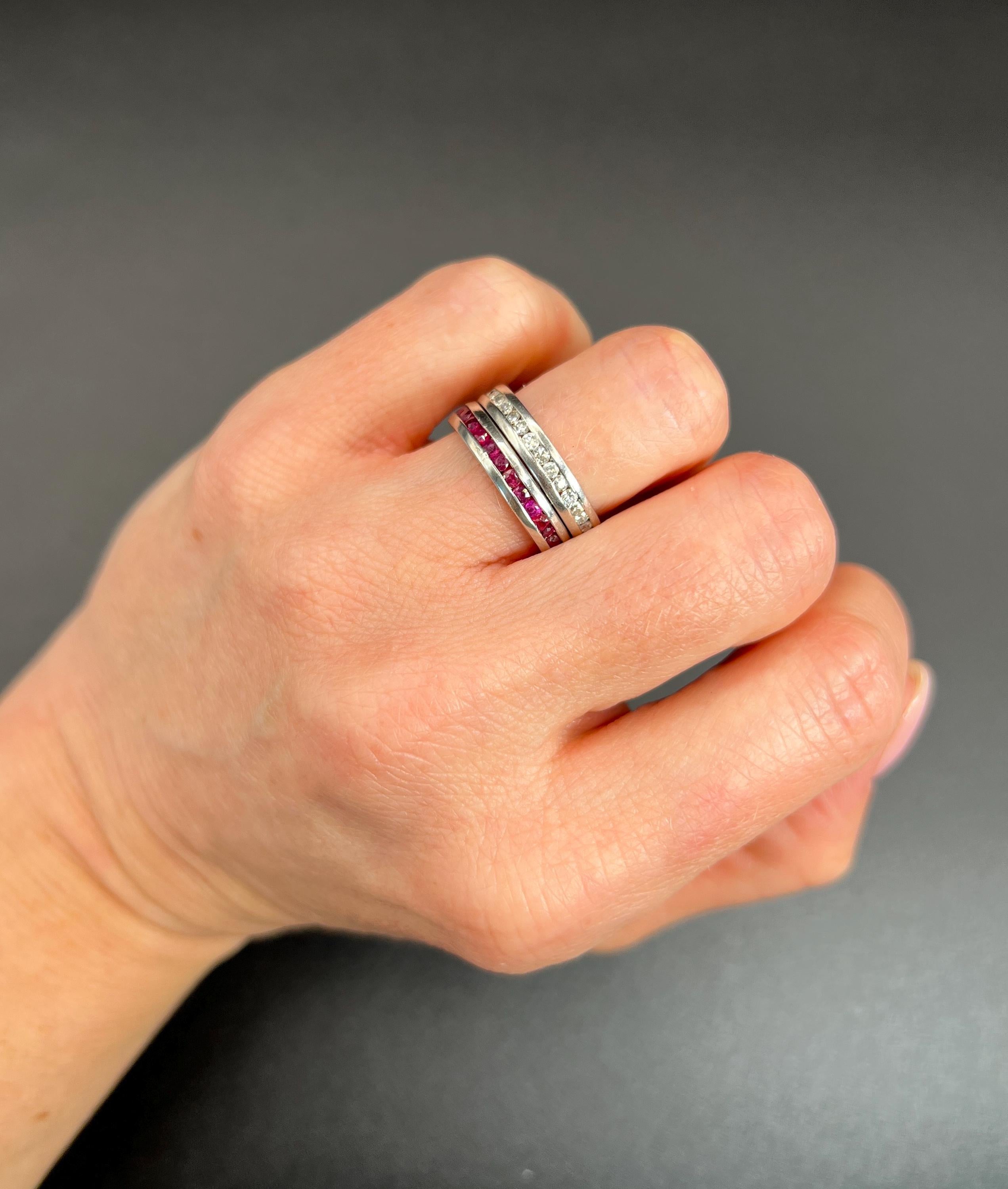Anello di platino anni '80 per l'eternità completa, anello per l'anniversario in vendita 1