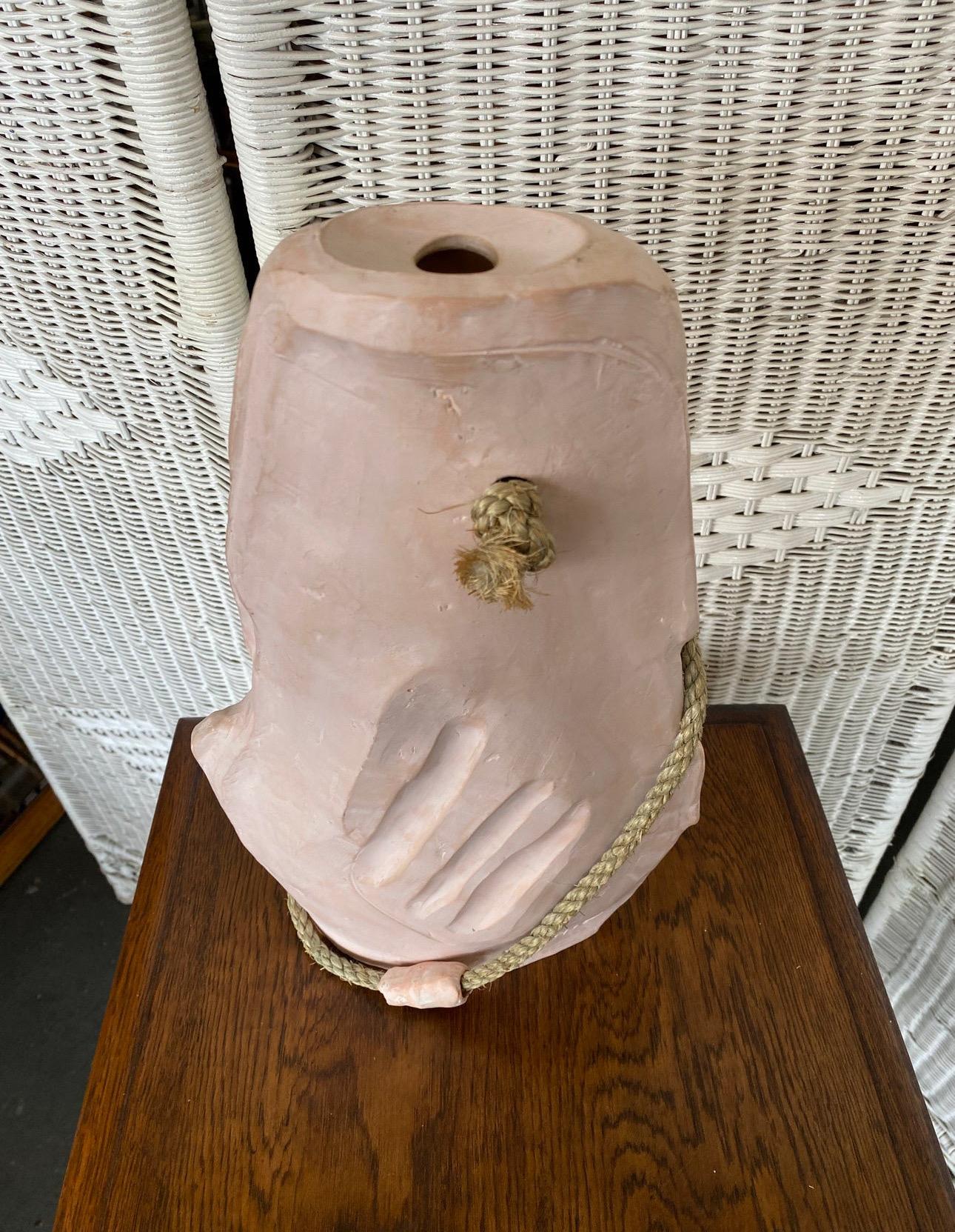 Vintage 1980's Post Modern Abstract Pink Slava Boyan Pottery Vase In Good Condition For Sale In San Carlos, CA
