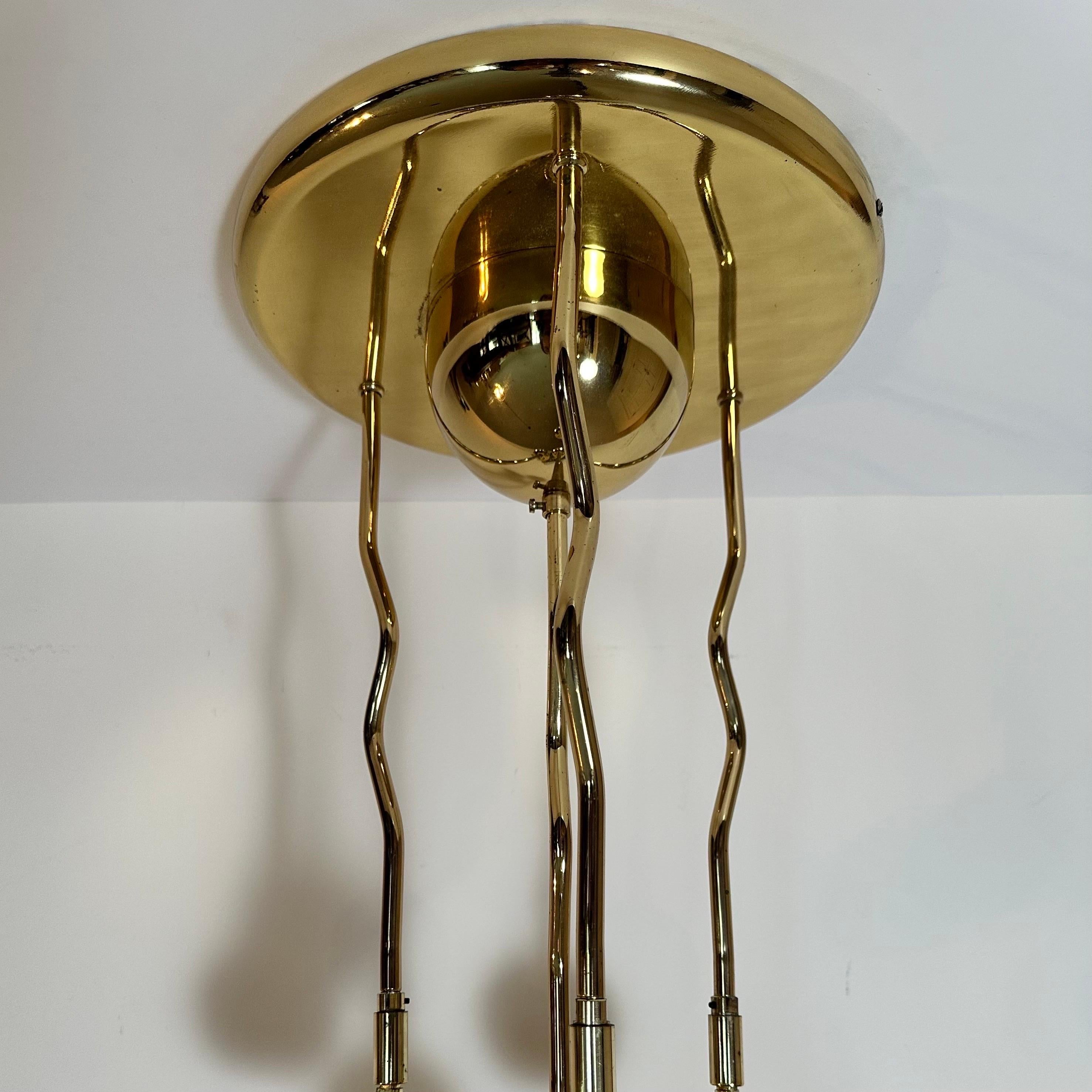 Lampada da incasso in ottone post-moderna vintage degli anni '80 con 4 bracci a cascata Zig Zag in vendita 5