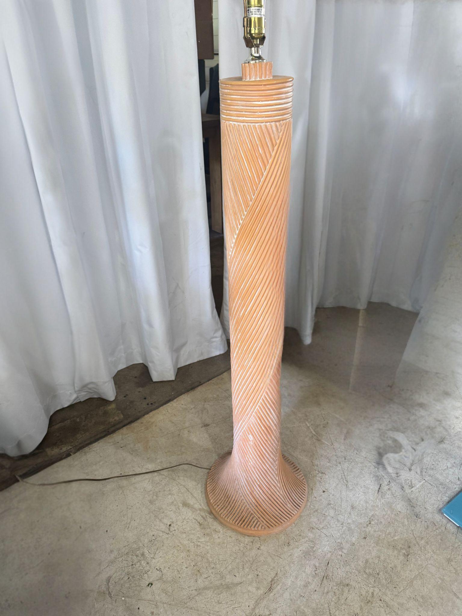 American Vintage 1980's Post Modern Wood Floor Lamp with Sculptural Design For Sale
