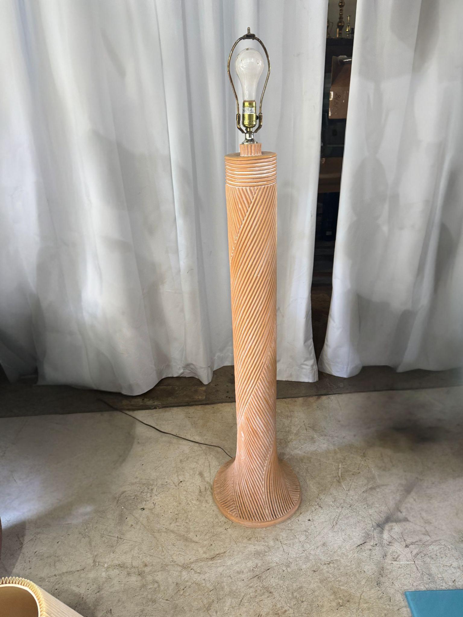 Hand-Carved Vintage 1980's Post Modern Wood Floor Lamp with Sculptural Design For Sale