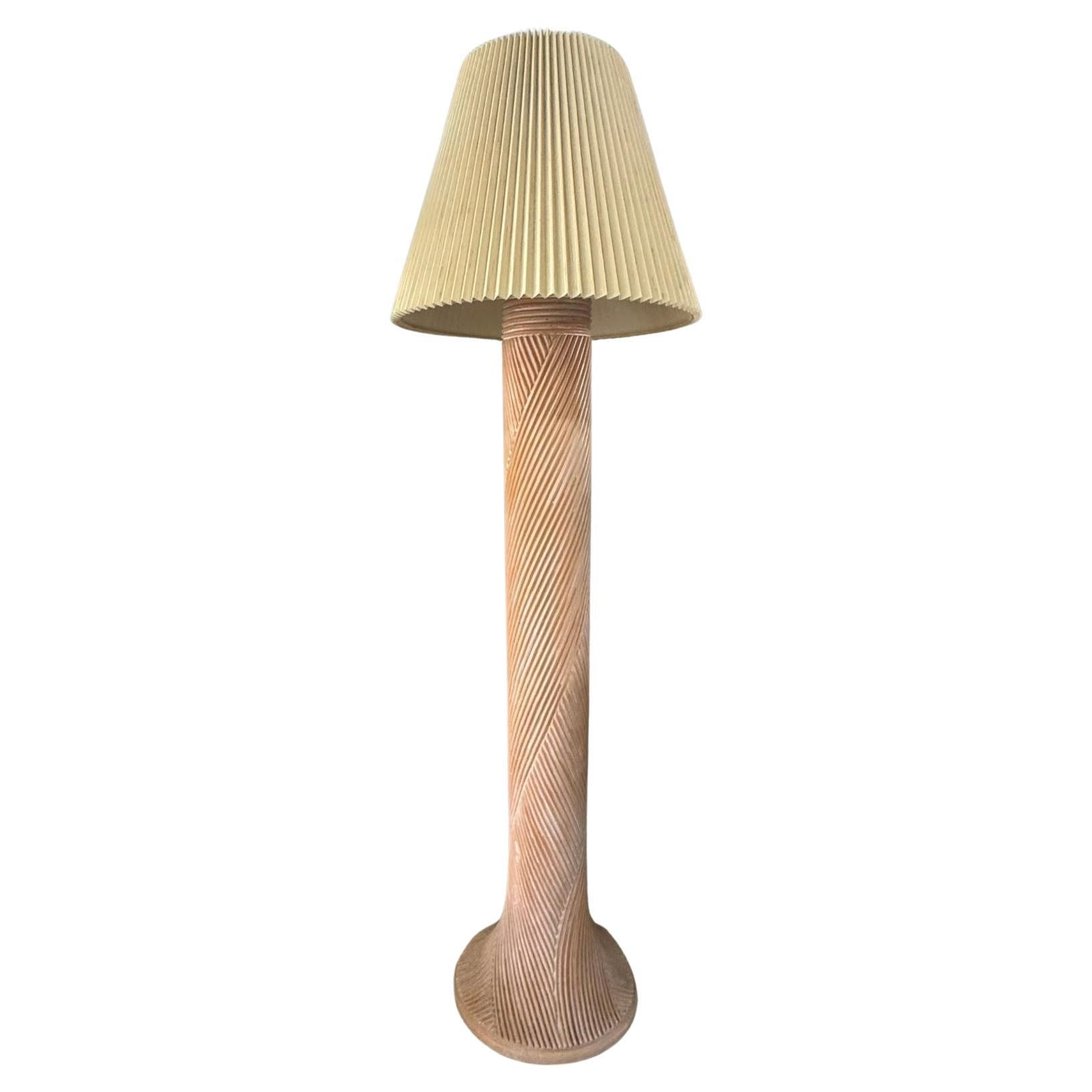 Vintage 1980's Post Modern Wood Floor Lamp with Sculptural Design For Sale