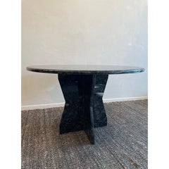 Vintage 1980s Postmodern Black Blue Night Granite Dining Entry Table