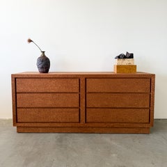 Vintage 1980s Postmodern Burlwood Dresser, Caramel Sapele Pommele Veneer