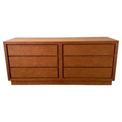 Vintage 1980s Postmodern Burlwood Dresser, Caramel Sapele Pommele Veneer