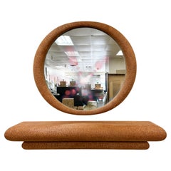 Vintage 1980s Postmodern Burlwood Veneer Floating Console and Mirror