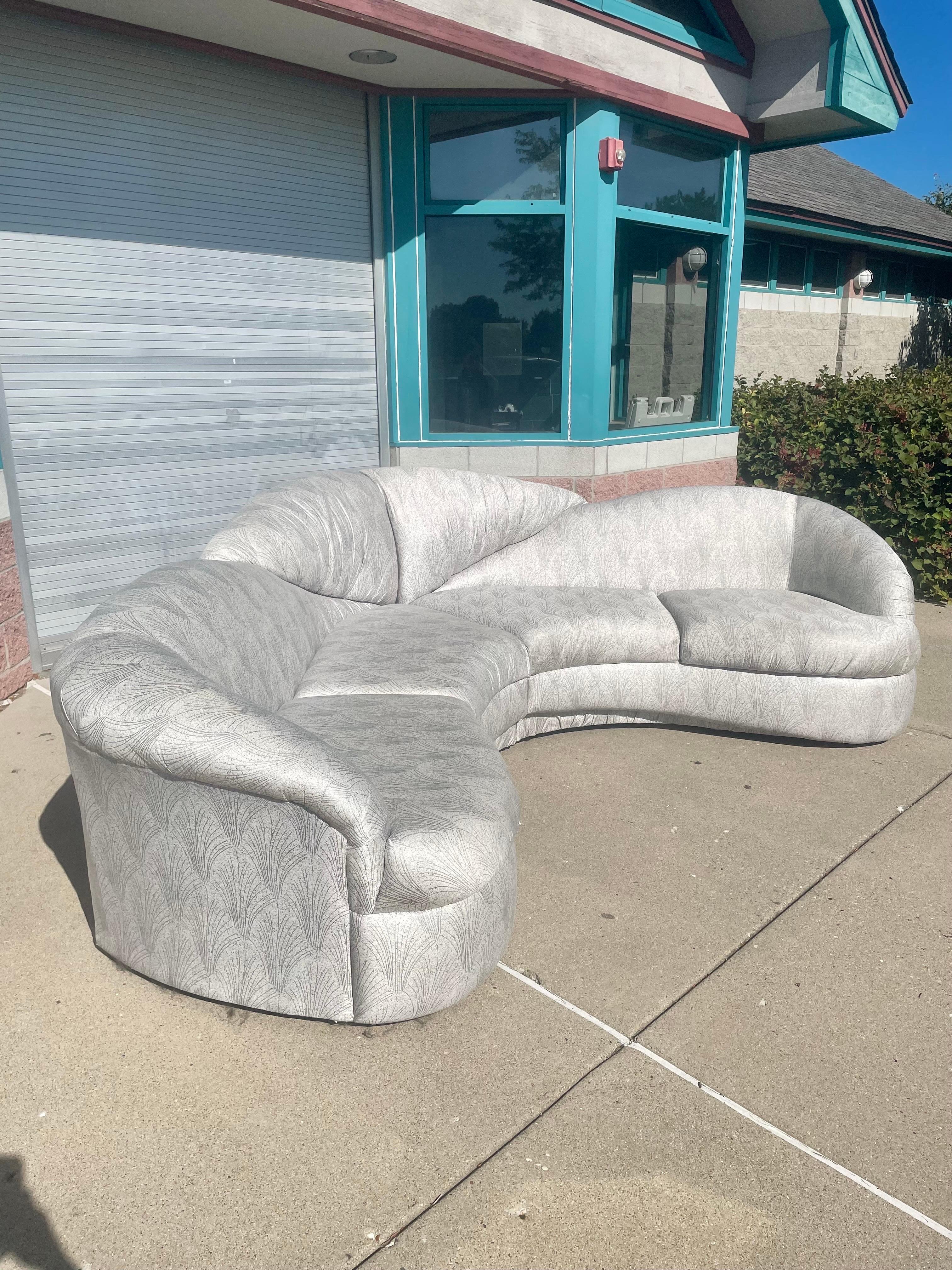 Post-Modern Vintage 1980s Postmodern Custom Sectional Featuring Unique Wave Curves