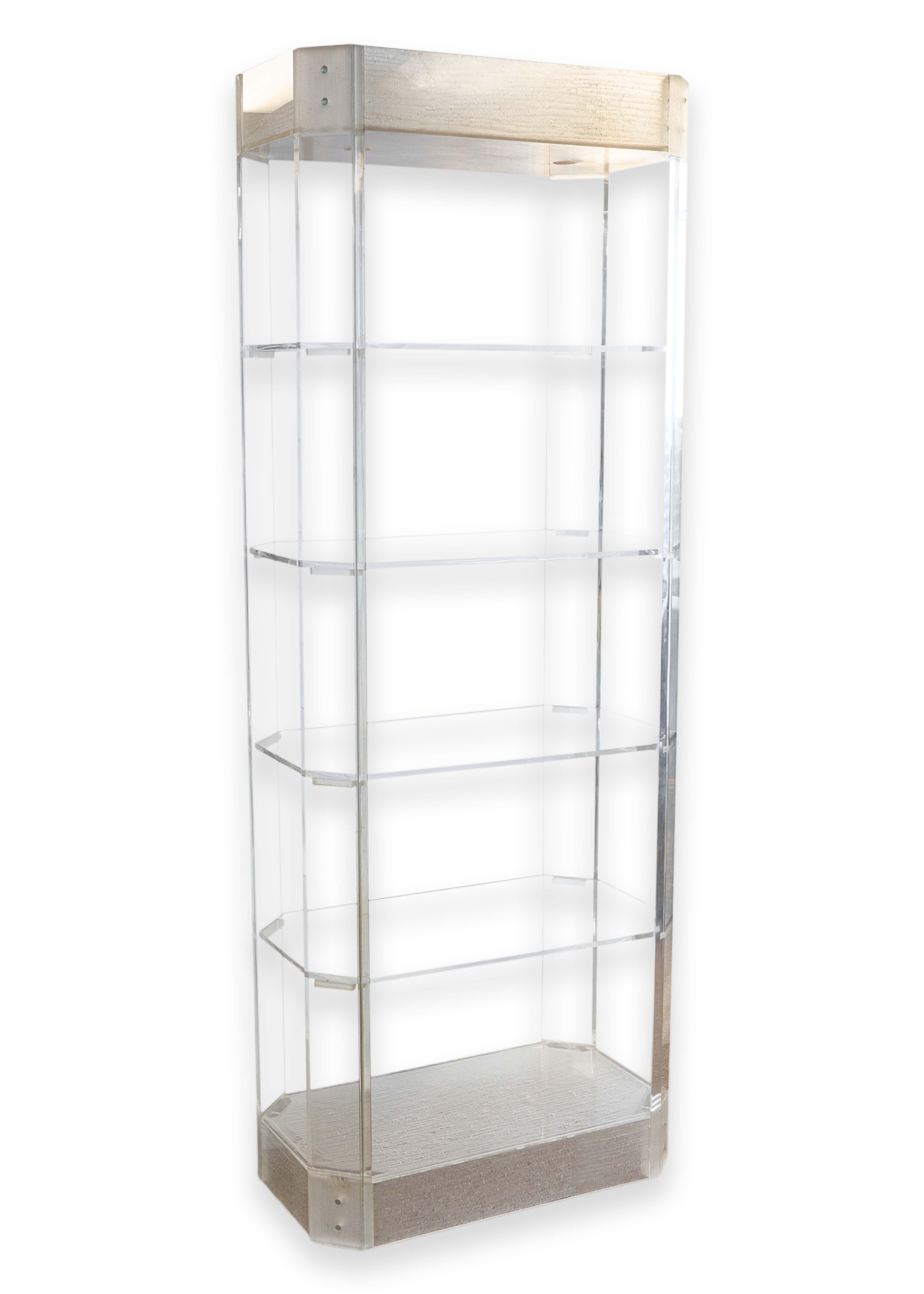 Vintage 1980s Postmodernes Lucite Beleuchtetes Freistehendes Etagerenregal im Angebot 4